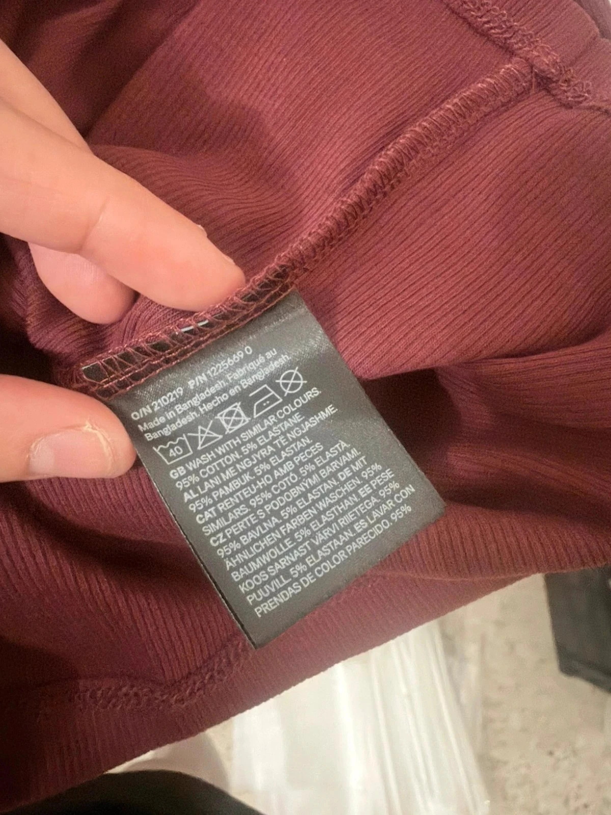 Camiseta de manga larga acanalada de algodón orgánico burdeos - H&M - 18-24 meses – photo 5